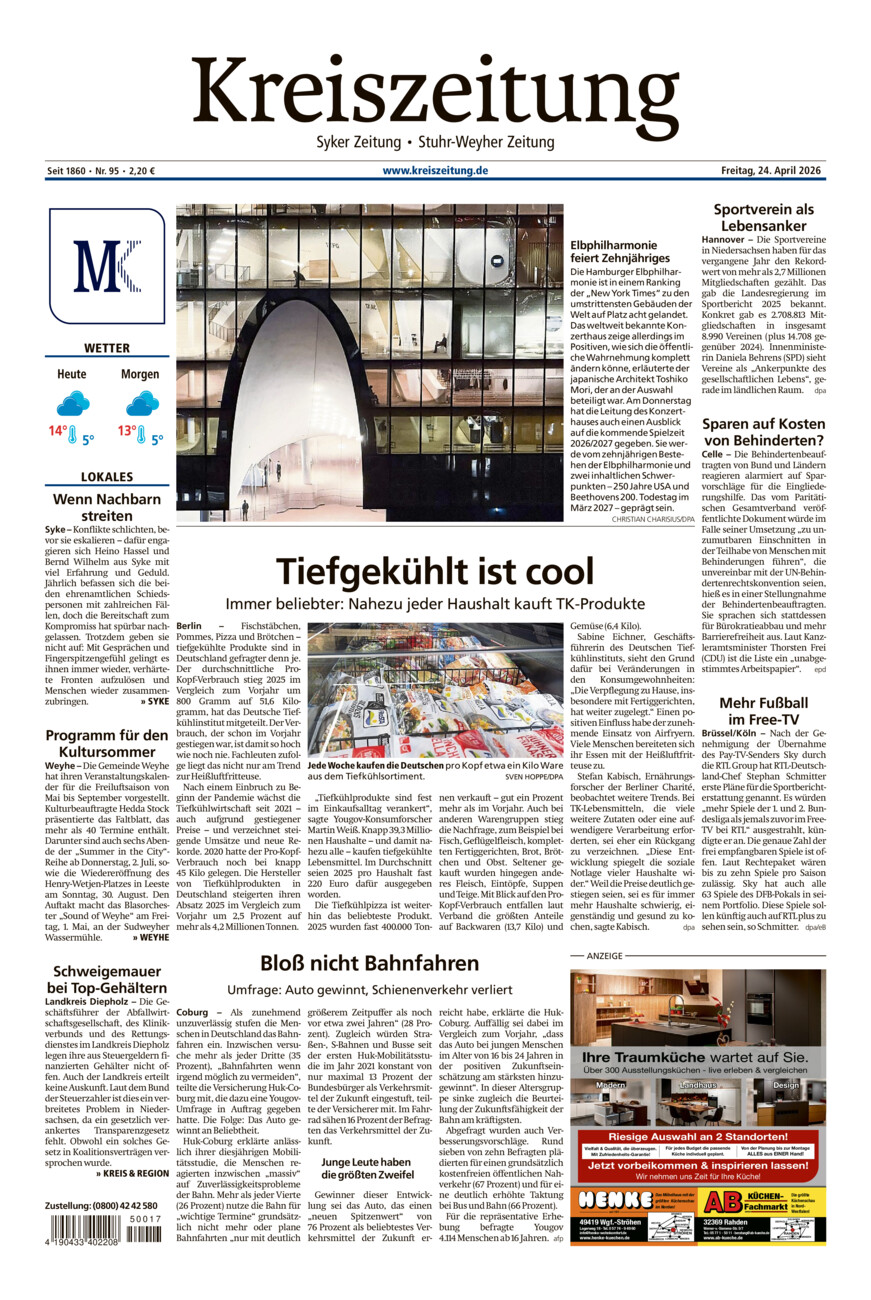 Kreiszeitung Syke/Weyhe/Stuhr vom Freitag, 24.04.2026