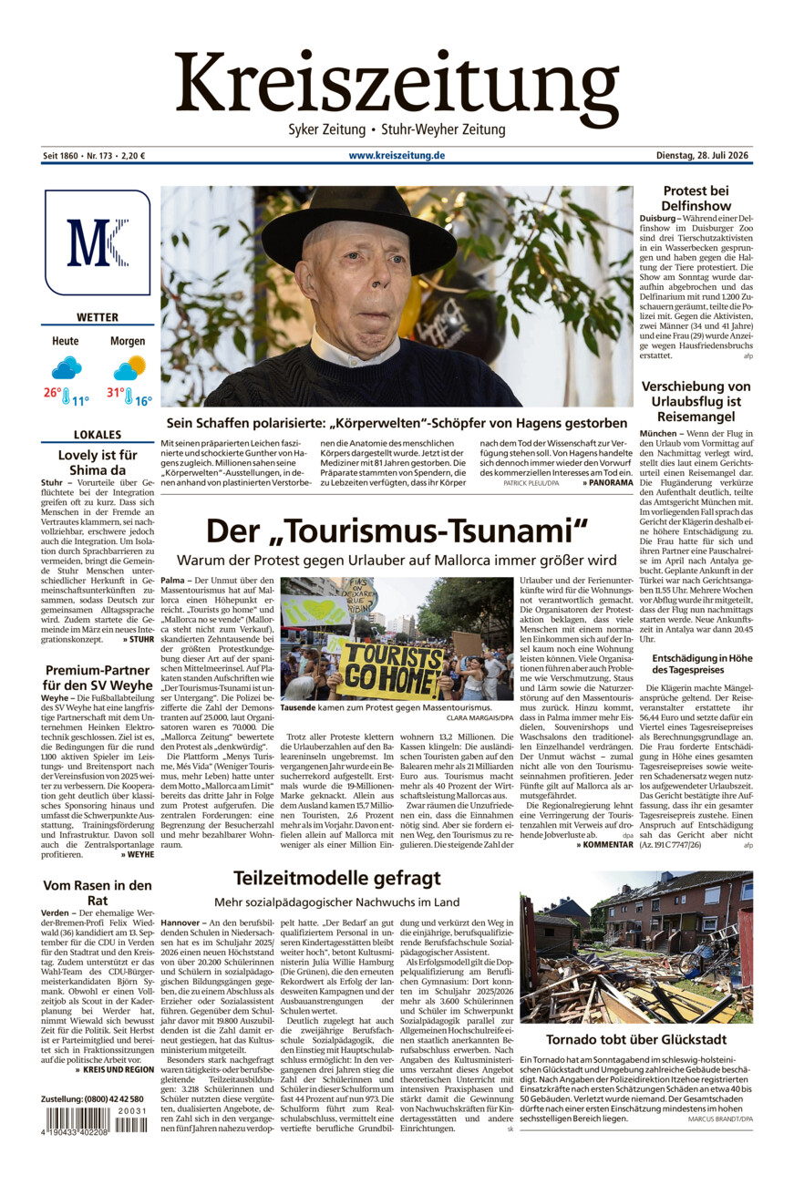 Kreiszeitung Syke/Weyhe/Stuhr vom Dienstag, 28.07.2026
