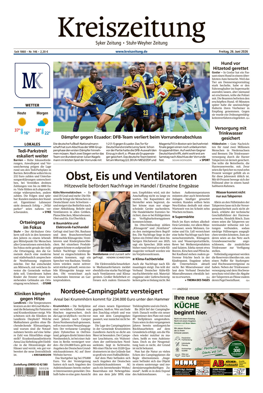 Kreiszeitung Syke/Weyhe/Stuhr vom Freitag, 26.06.2026