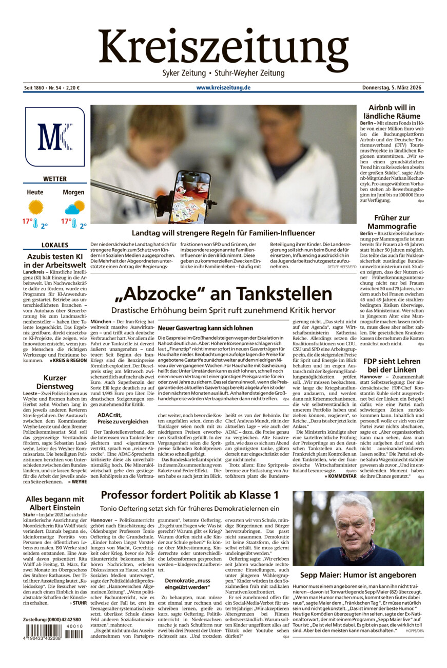 Kreiszeitung Syke/Weyhe/Stuhr vom Donnerstag, 05.03.2026