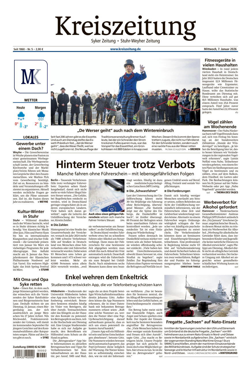 Kreiszeitung Syke/Weyhe/Stuhr vom Mittwoch, 07.01.2026