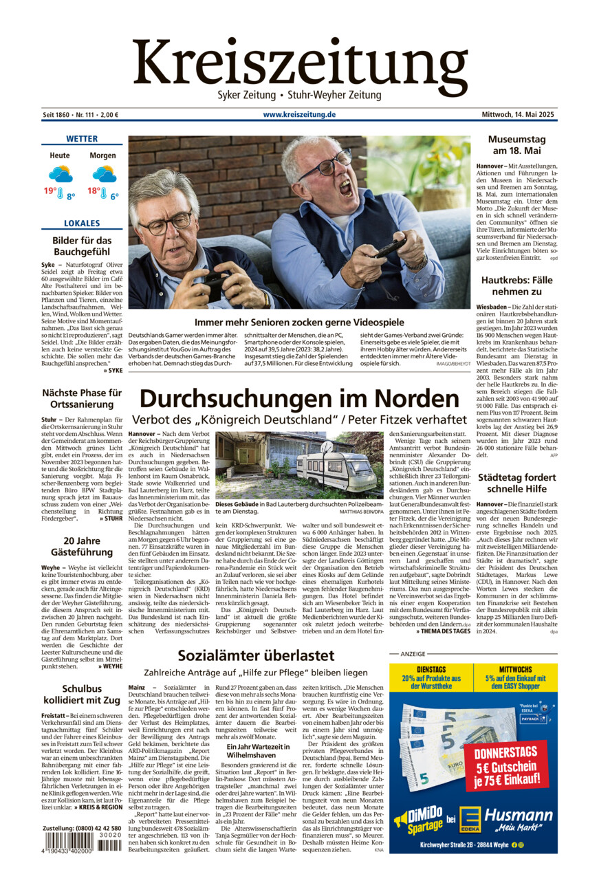 Kreiszeitung Syke/Weyhe/Stuhr vom Mittwoch, 14.05.2025
