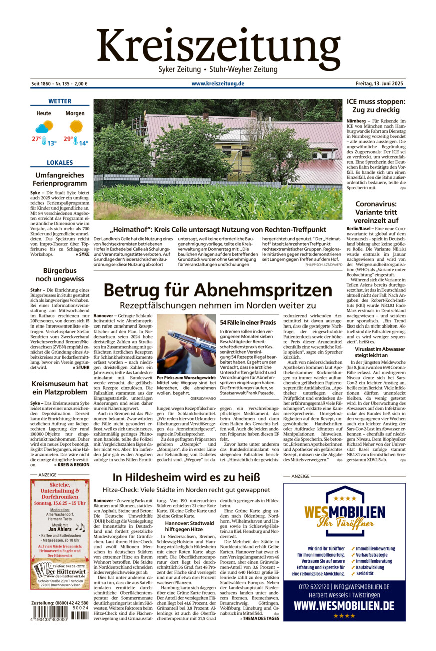 Kreiszeitung Syke/Weyhe/Stuhr vom Freitag, 13.06.2025