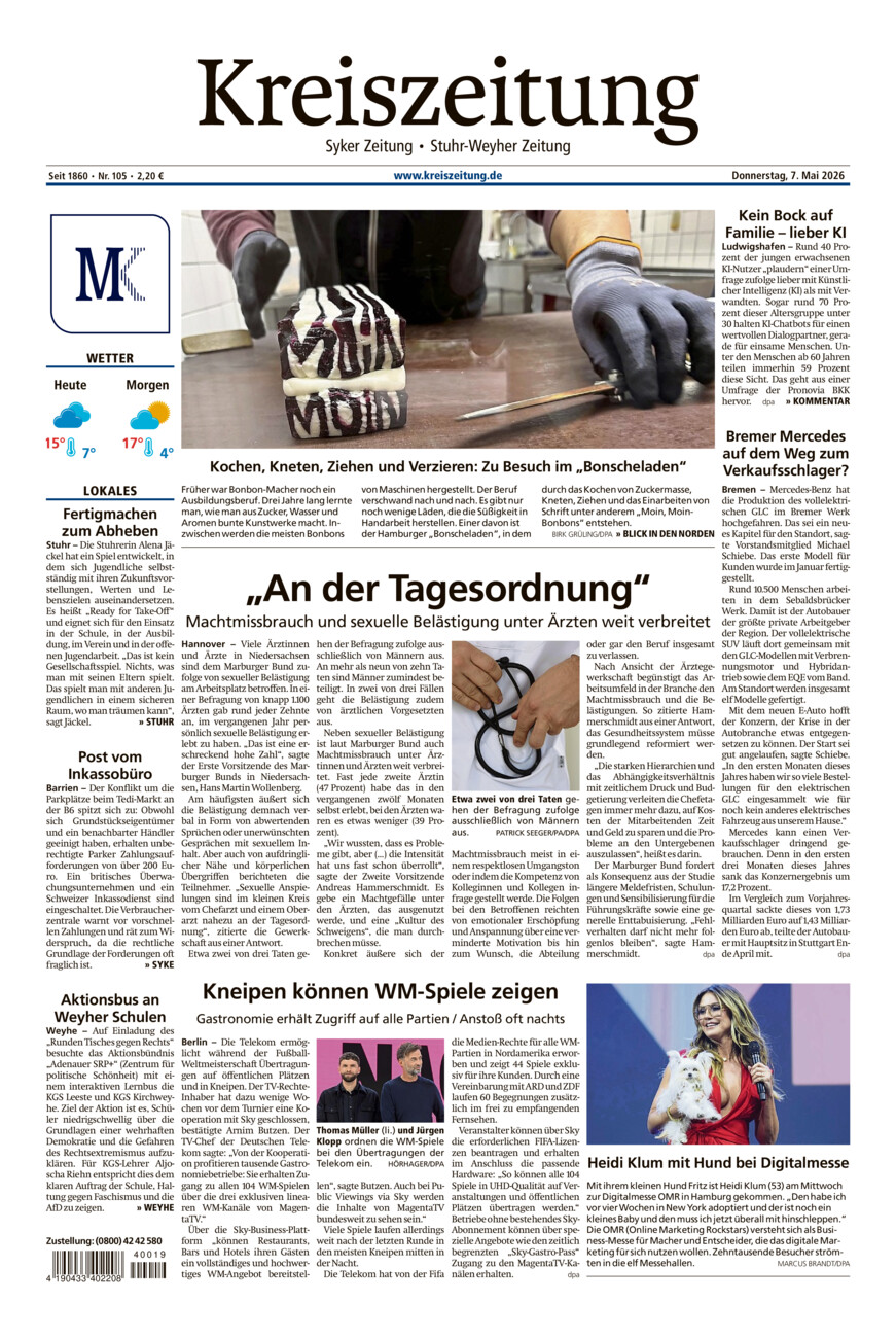 Kreiszeitung Syke/Weyhe/Stuhr vom Donnerstag, 07.05.2026