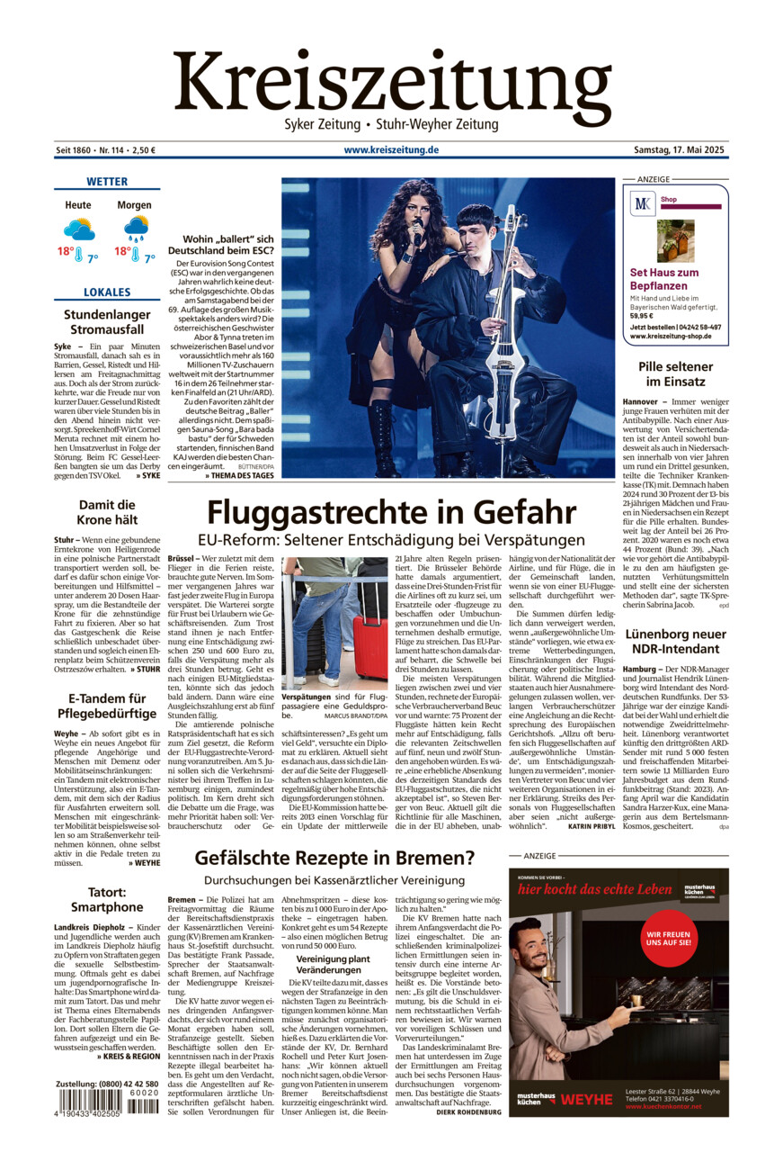 Kreiszeitung Syke/Weyhe/Stuhr vom Samstag, 17.05.2025