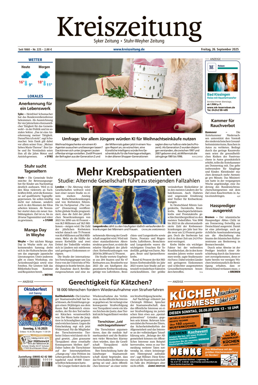 Kreiszeitung Syke/Weyhe/Stuhr vom Freitag, 26.09.2025