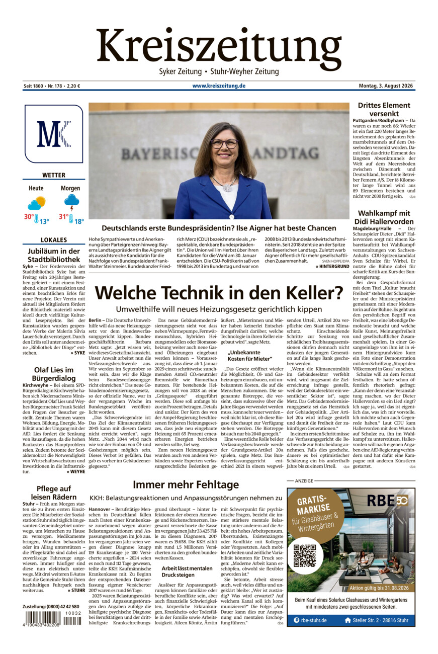 Kreiszeitung Syke/Weyhe/Stuhr vom Montag, 03.08.2026