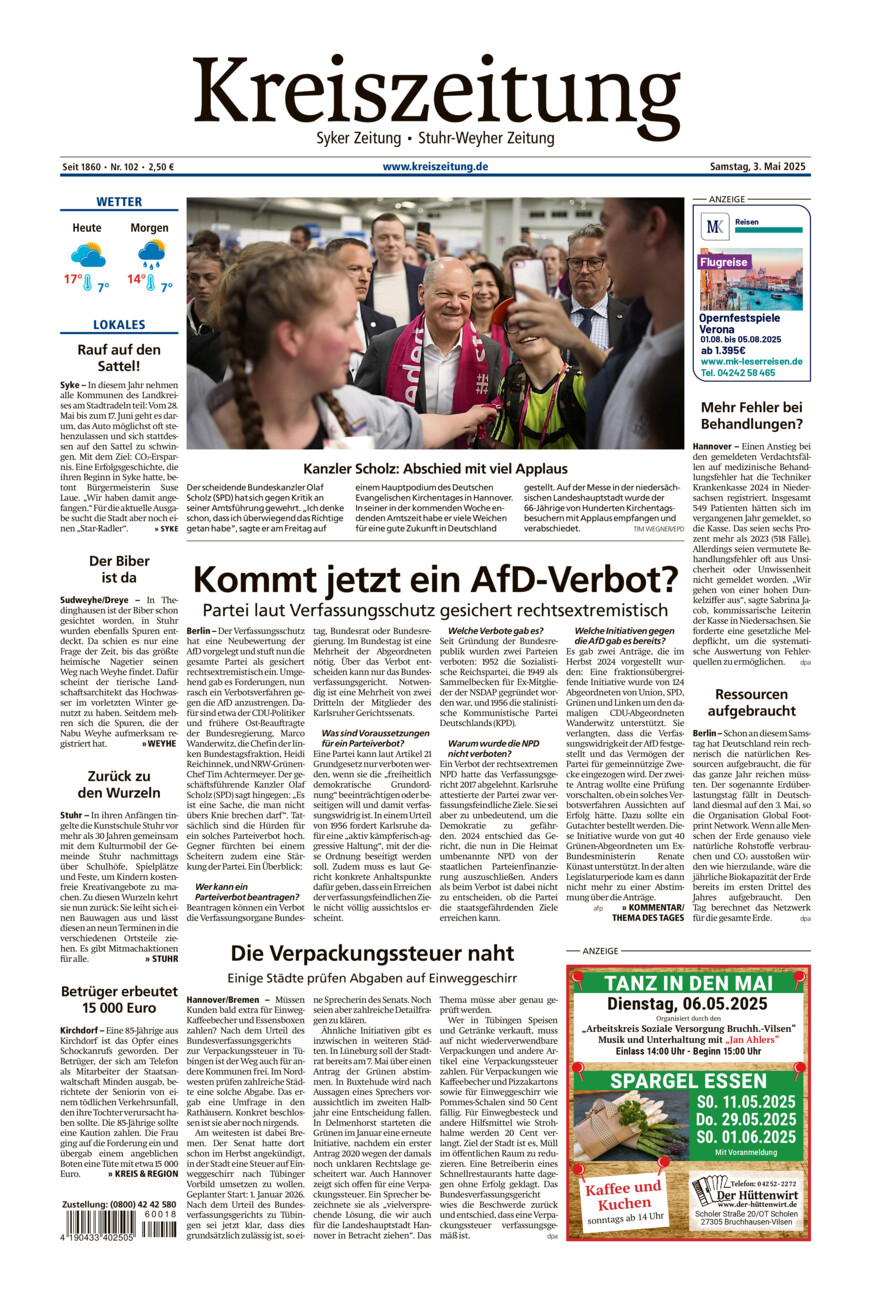 Kreiszeitung Syke/Weyhe/Stuhr vom Samstag, 03.05.2025