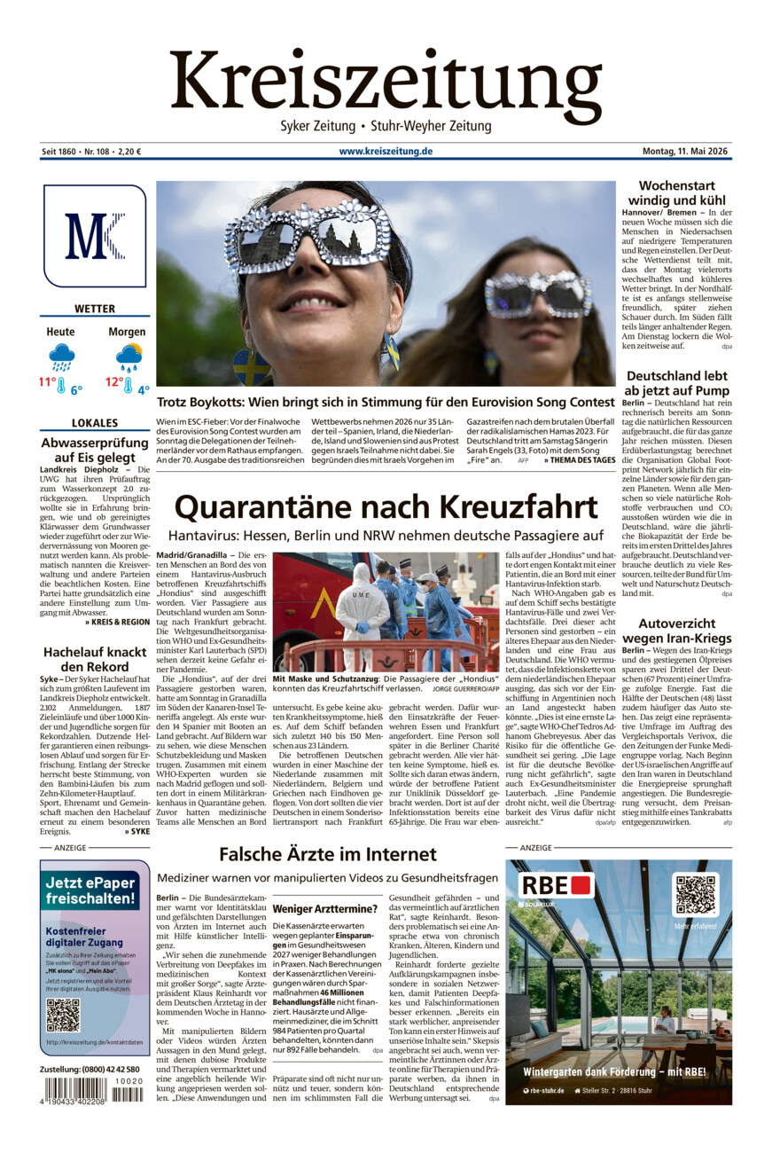 Kreiszeitung Syke/Weyhe/Stuhr vom Montag, 11.05.2026