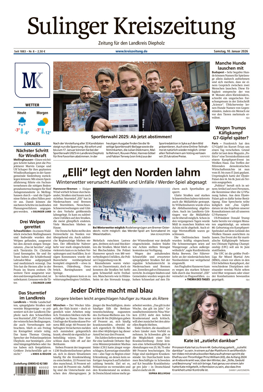 Sulinger Kreiszeitung vom Samstag, 10.01.2026