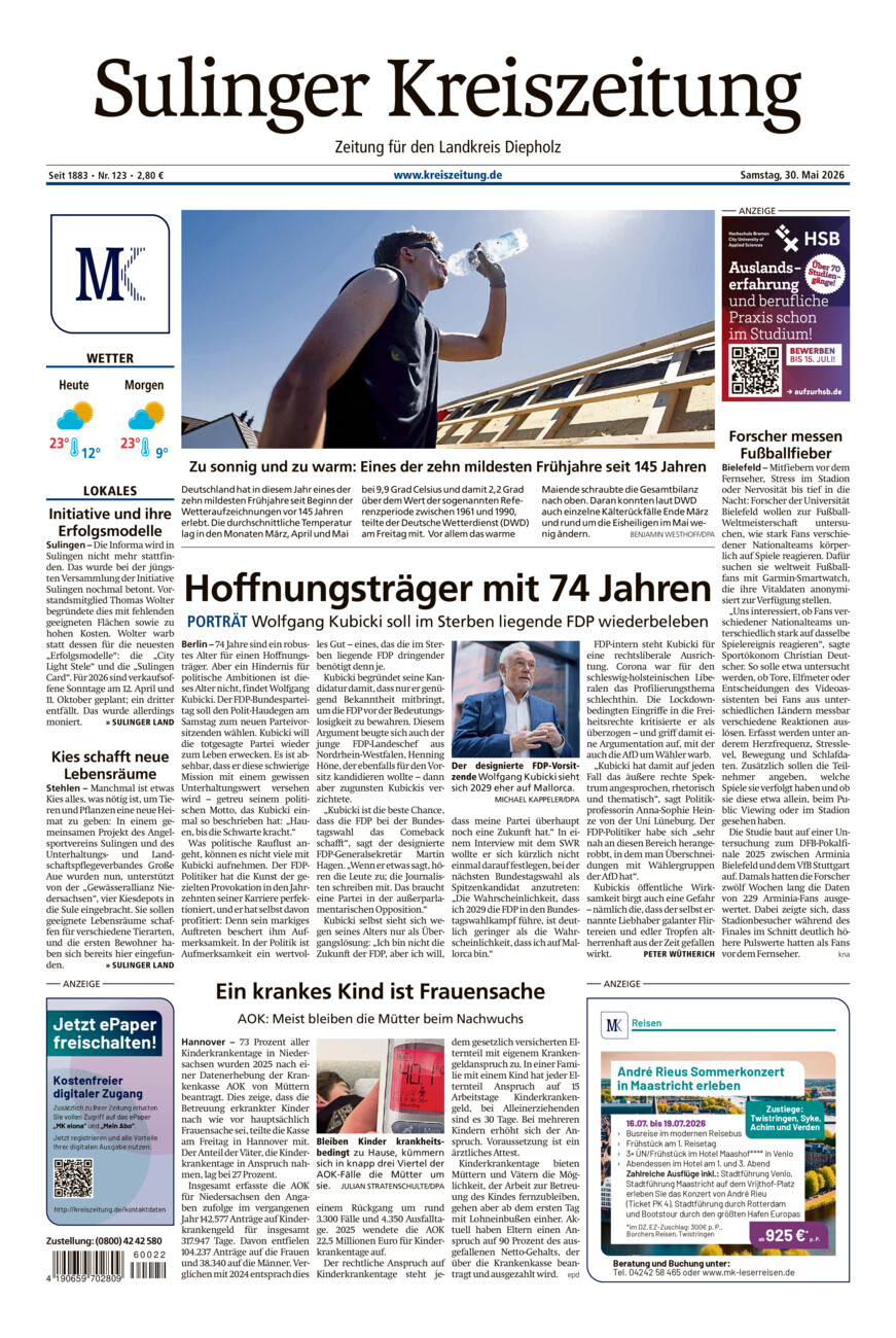 Sulinger Kreiszeitung vom Samstag, 30.05.2026