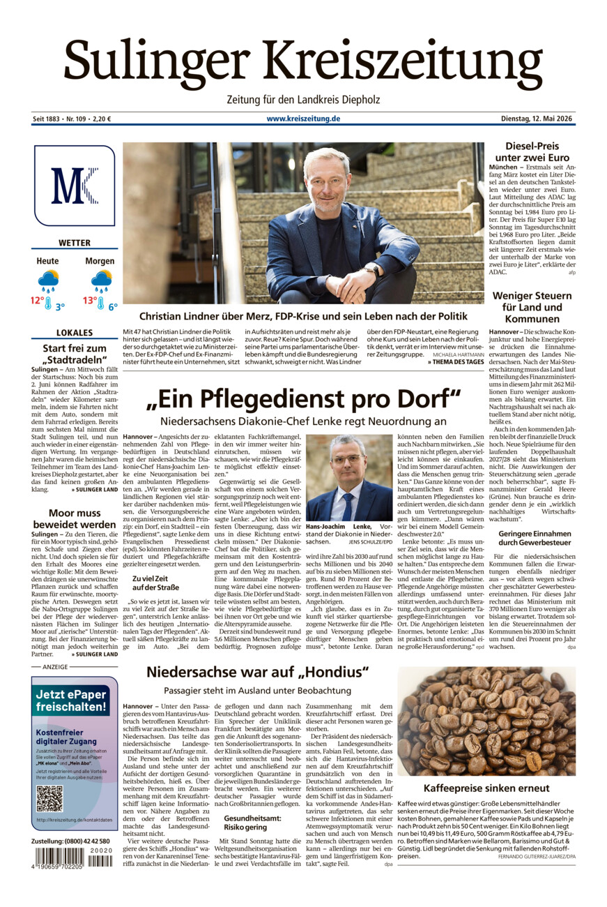 Sulinger Kreiszeitung vom Dienstag, 12.05.2026