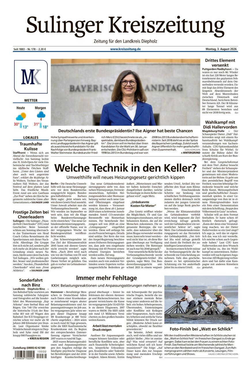 Sulinger Kreiszeitung vom Montag, 03.08.2026