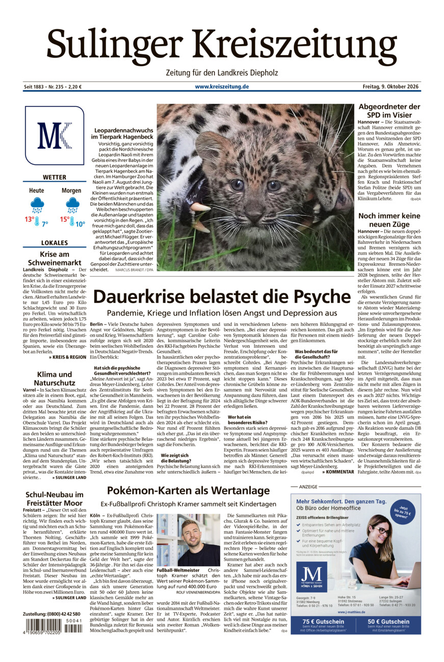 Sulinger Kreiszeitung vom Freitag, 09.10.2026