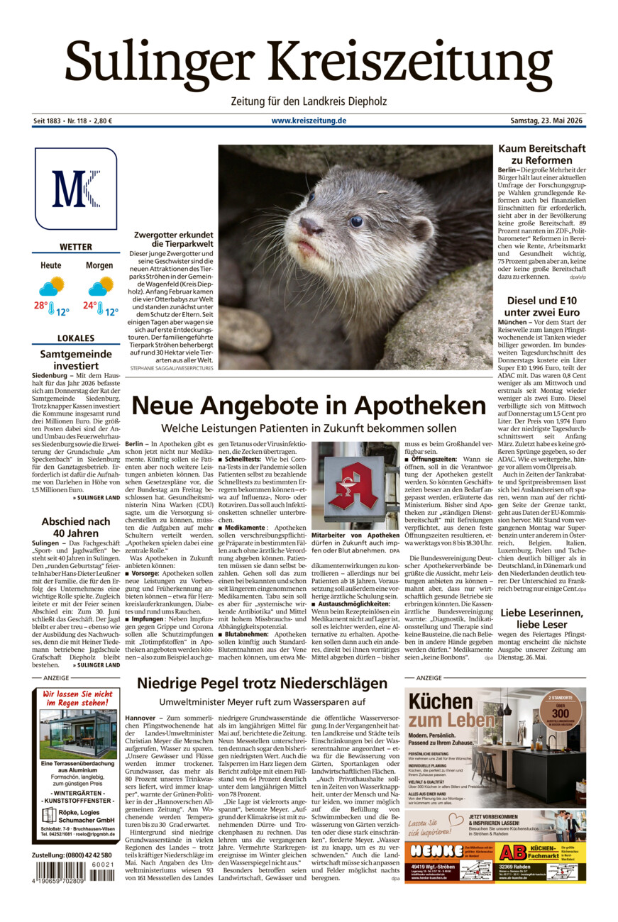 Sulinger Kreiszeitung vom Samstag, 23.05.2026