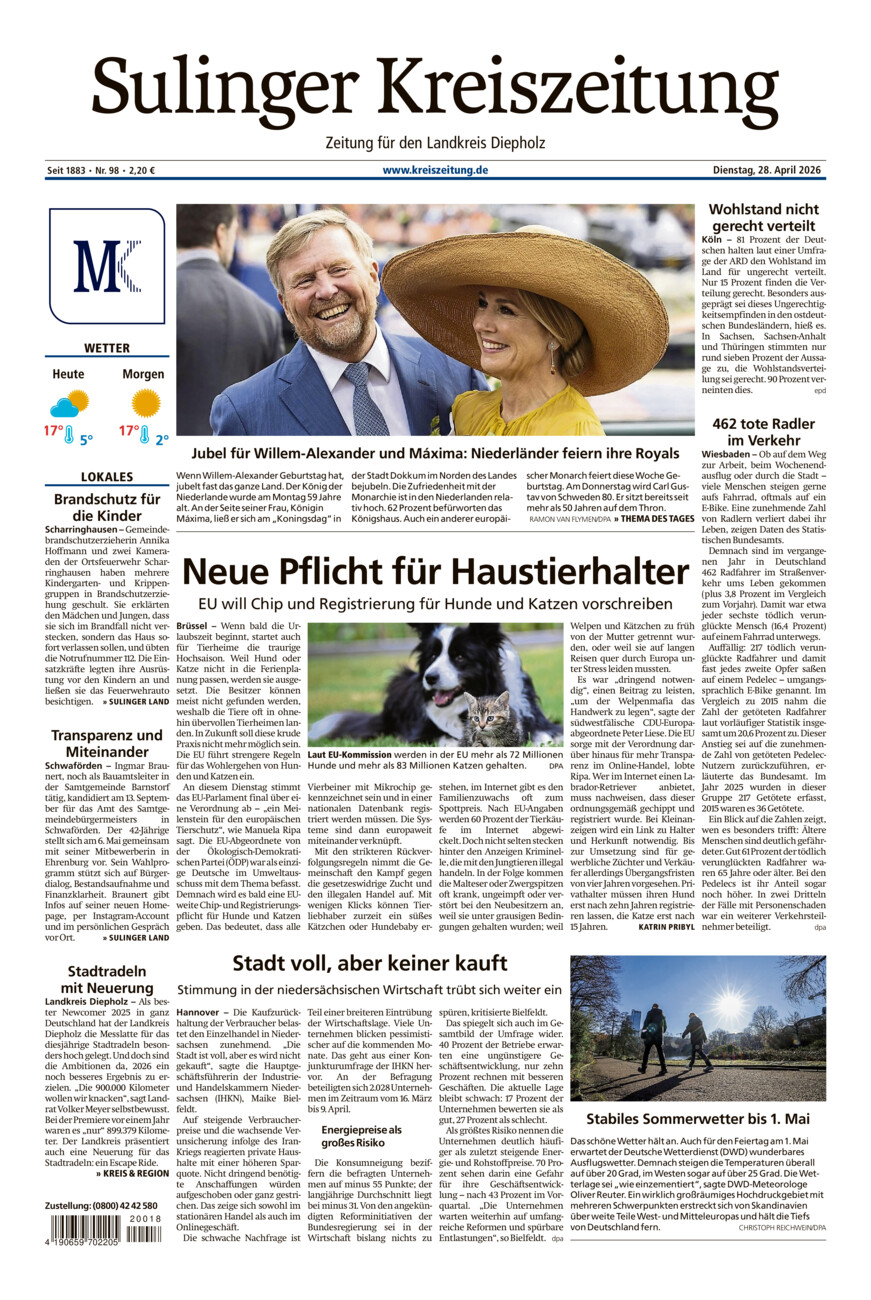 Sulinger Kreiszeitung vom Dienstag, 28.04.2026