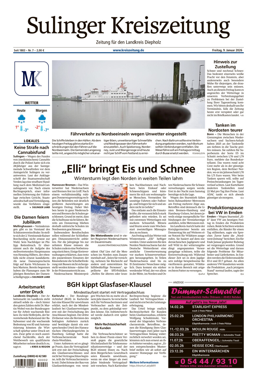 Sulinger Kreiszeitung vom Freitag, 09.01.2026