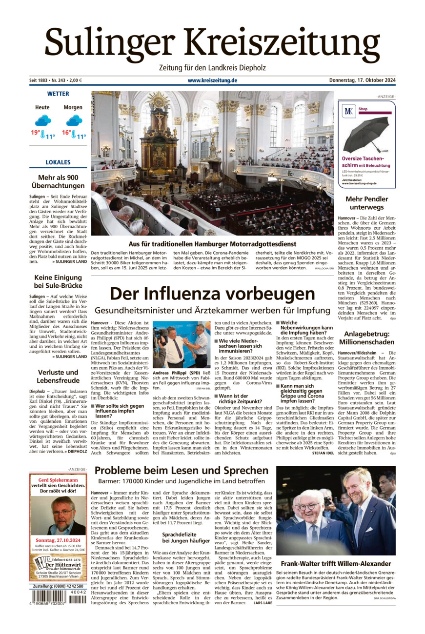 Sulinger Kreiszeitung vom Donnerstag, 17.10.2024