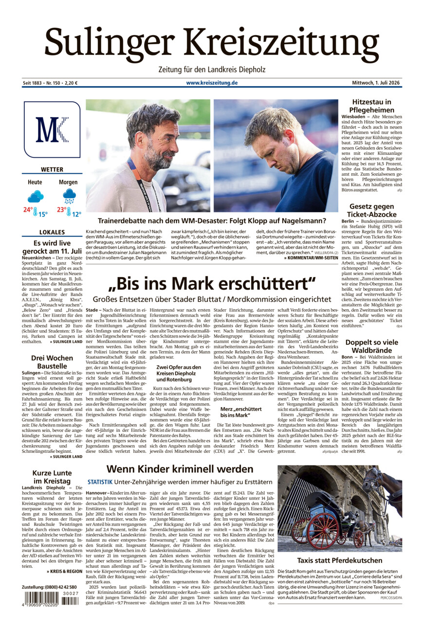Sulinger Kreiszeitung vom Mittwoch, 01.07.2026