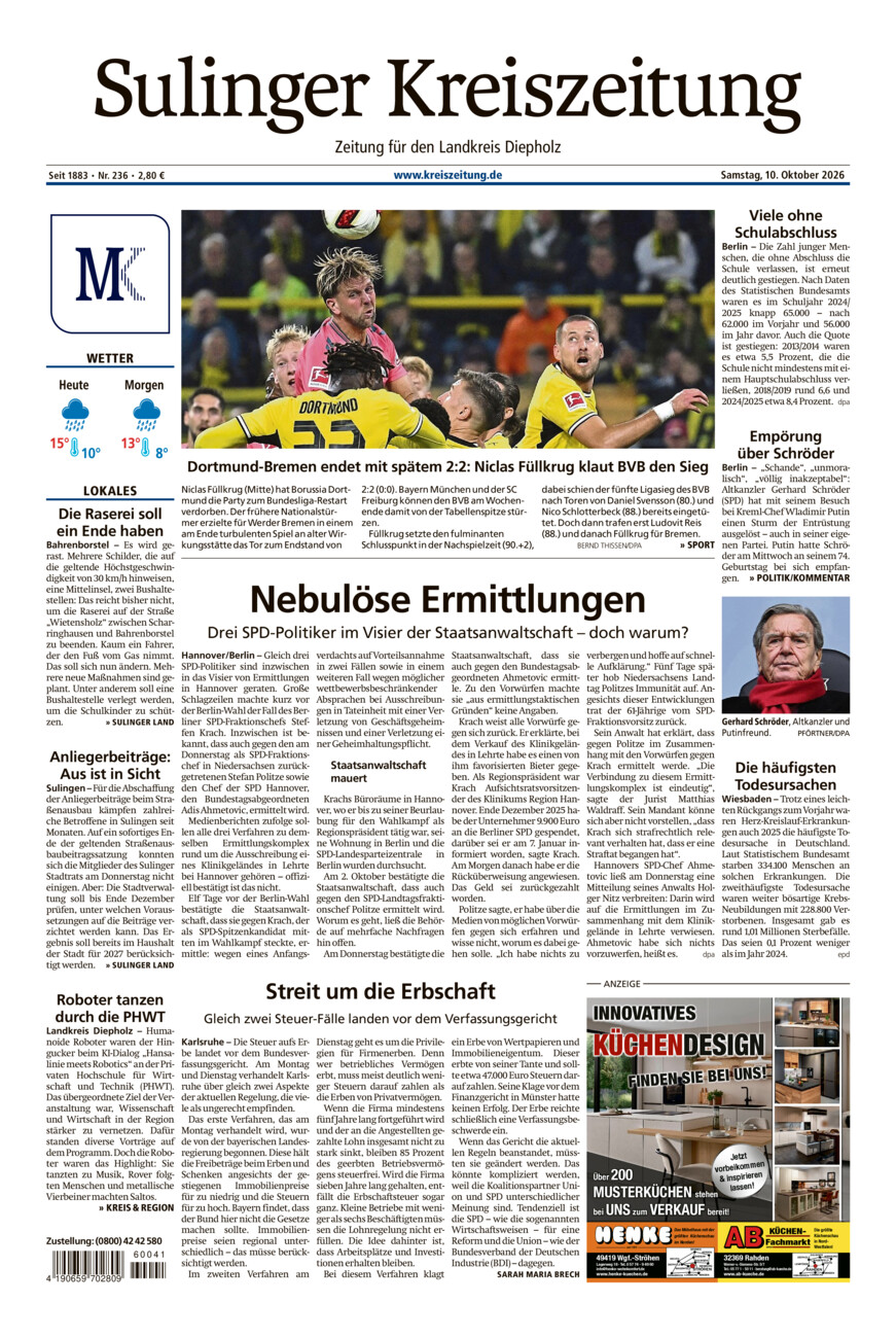 Sulinger Kreiszeitung vom Samstag, 10.10.2026