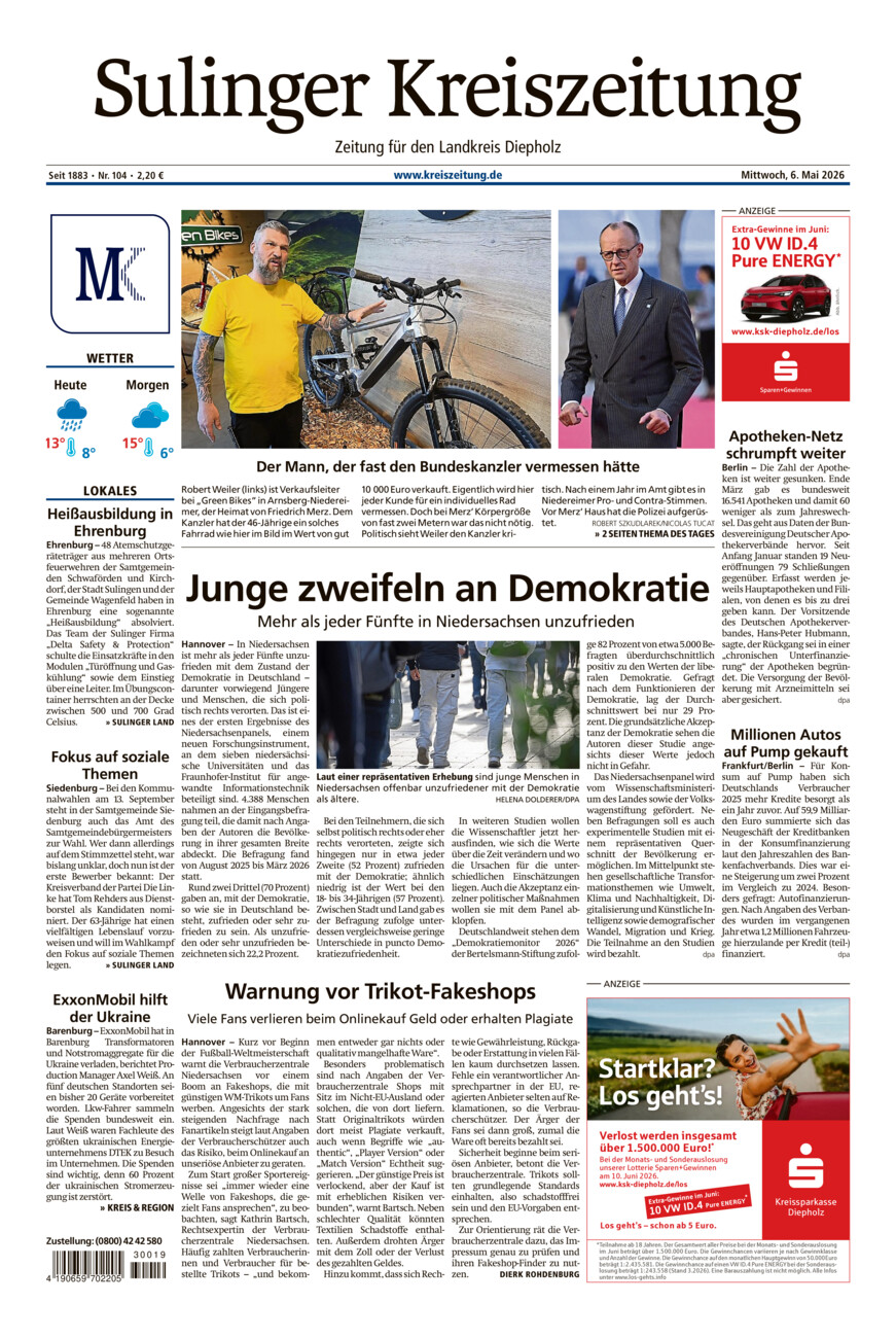 Sulinger Kreiszeitung vom Mittwoch, 06.05.2026