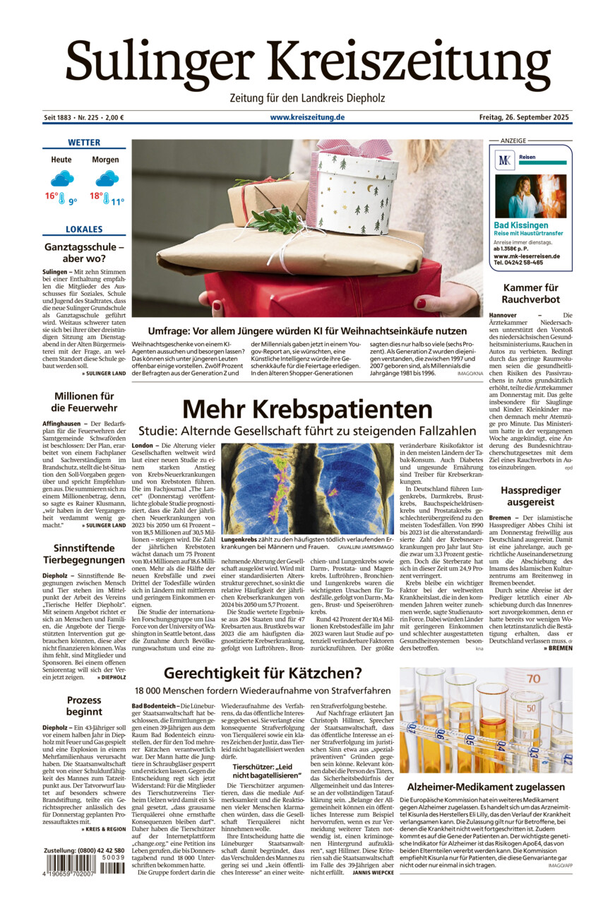 Sulinger Kreiszeitung vom Freitag, 26.09.2025