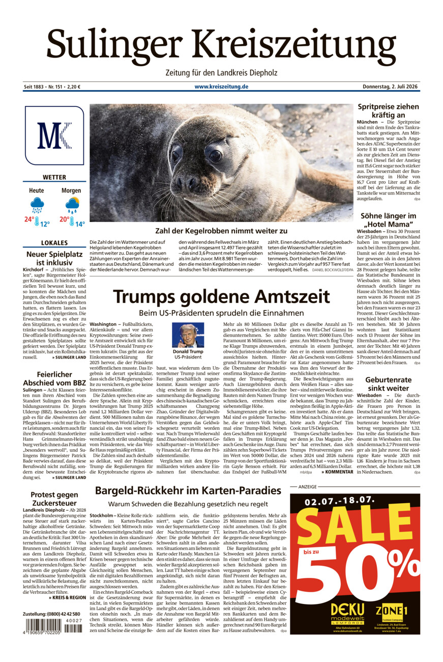 Sulinger Kreiszeitung vom Donnerstag, 02.07.2026