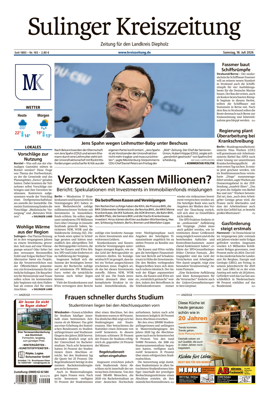 Sulinger Kreiszeitung vom Samstag, 18.07.2026