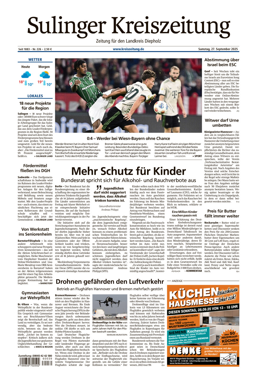 Sulinger Kreiszeitung vom Samstag, 27.09.2025
