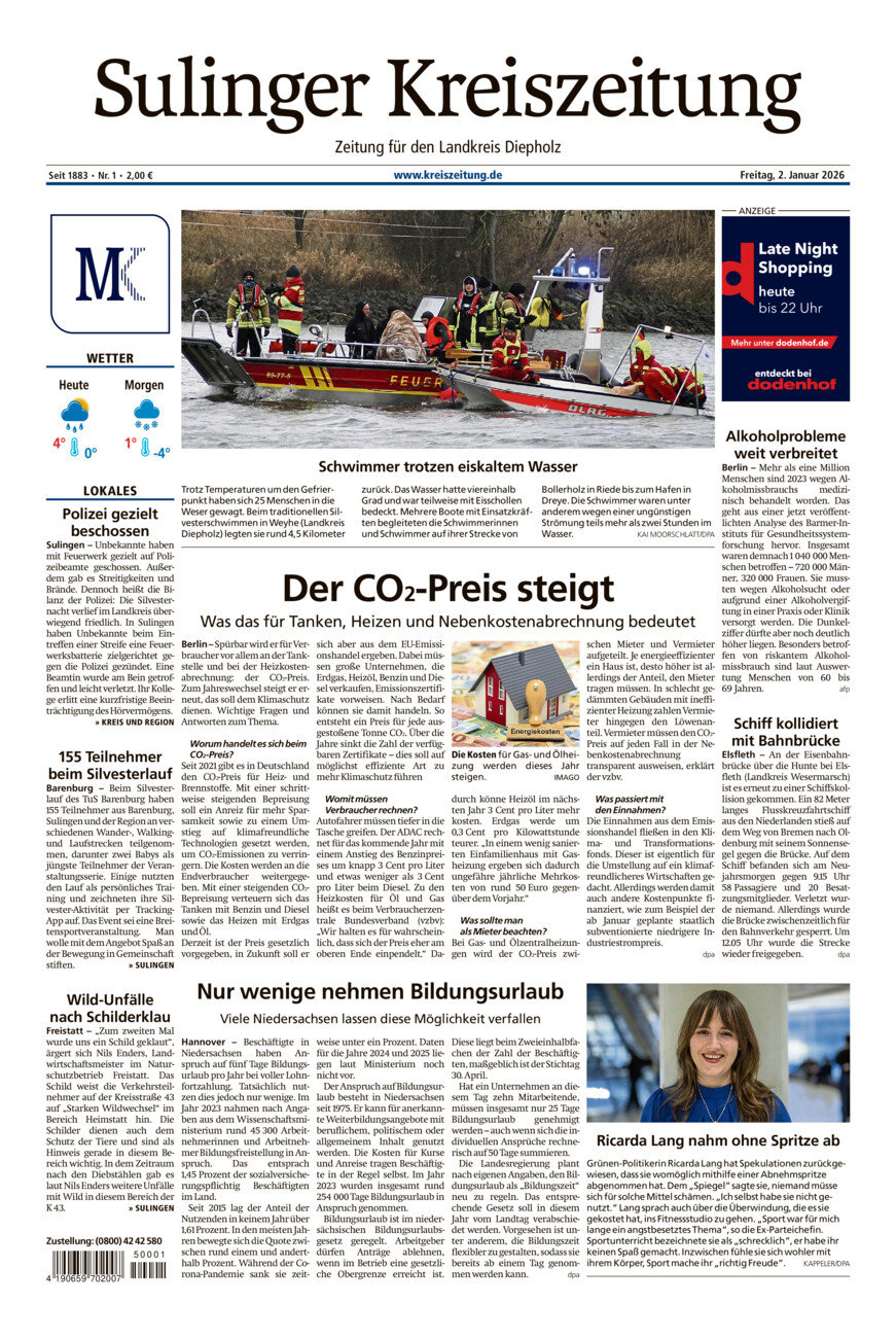 Sulinger Kreiszeitung vom Freitag, 02.01.2026