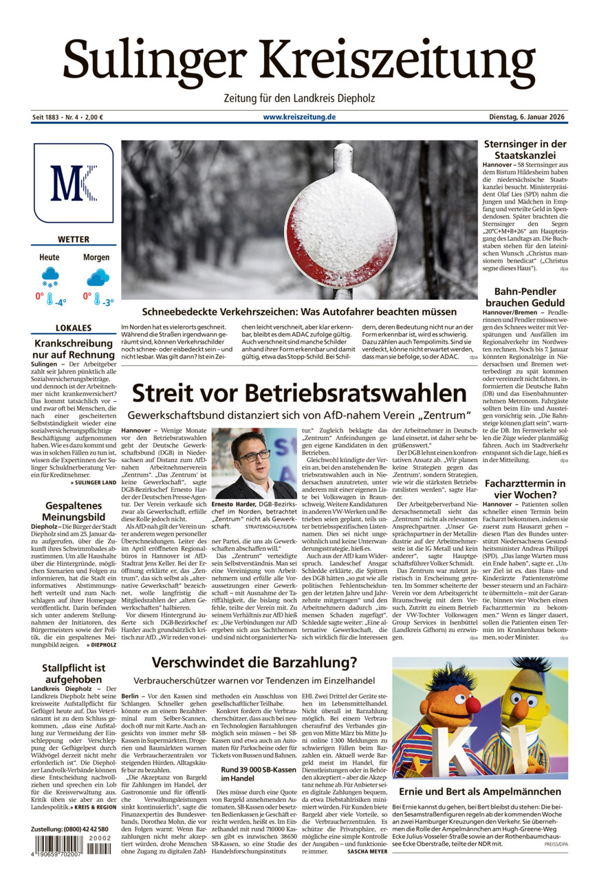 Sulinger Kreiszeitung vom Dienstag, 06.01.2026