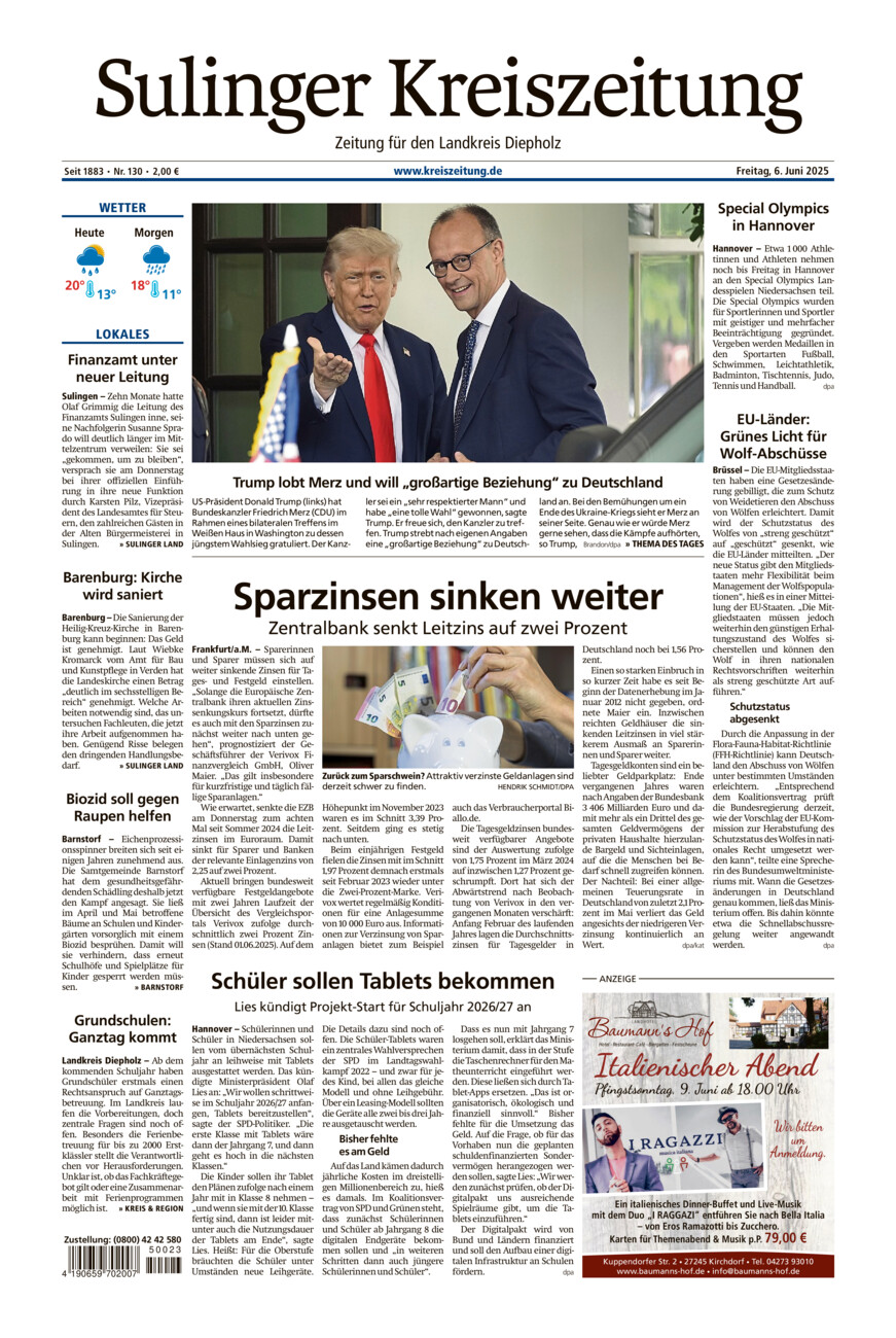 Sulinger Kreiszeitung vom Freitag, 06.06.2025