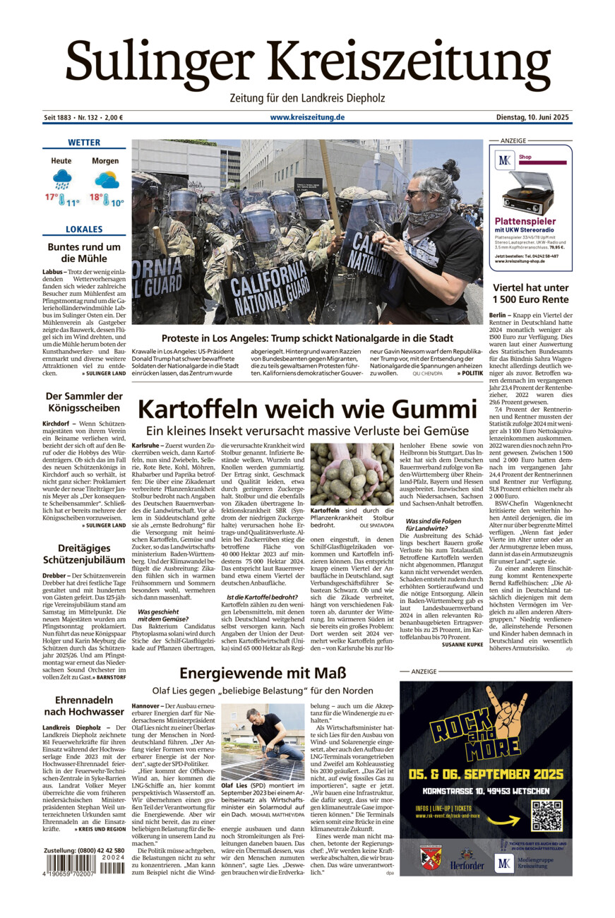 Sulinger Kreiszeitung vom Dienstag, 10.06.2025