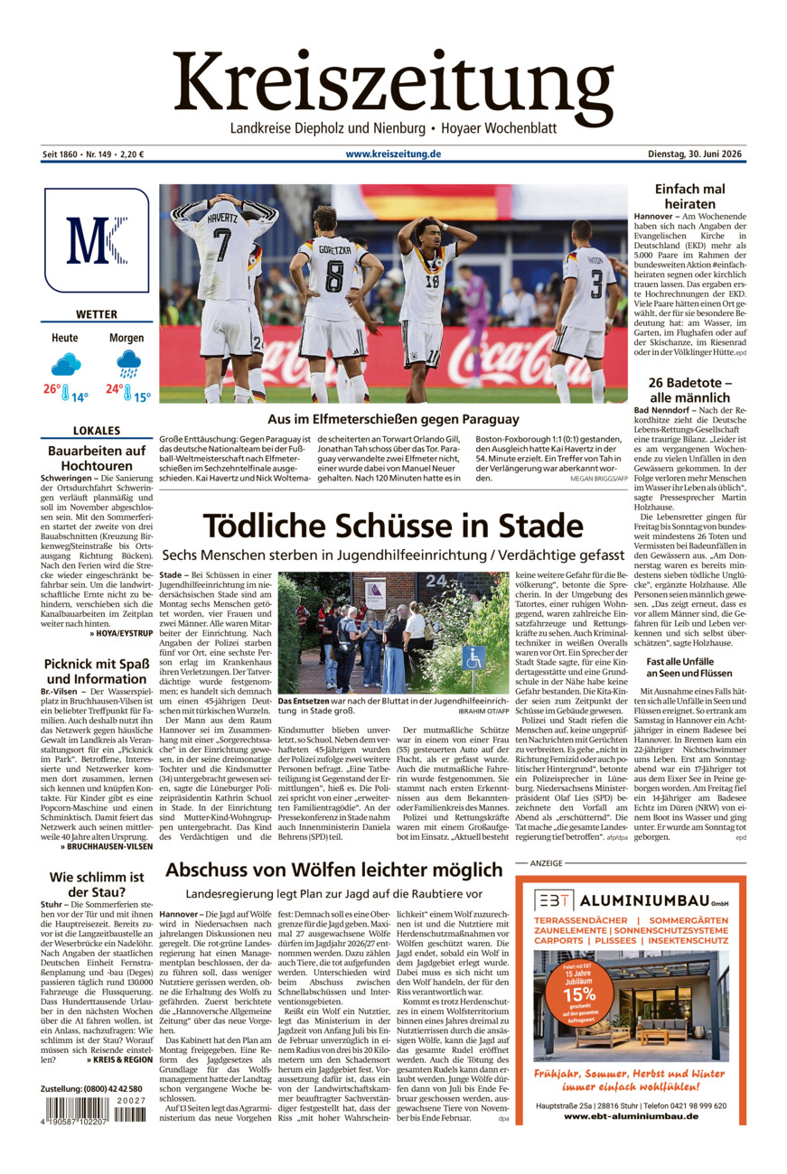 Kreiszeitung Bruchh.-Vilsen/Hoya vom Dienstag, 30.06.2026