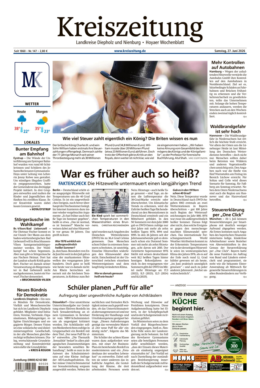 Kreiszeitung Bruchh.-Vilsen/Hoya vom Samstag, 27.06.2026