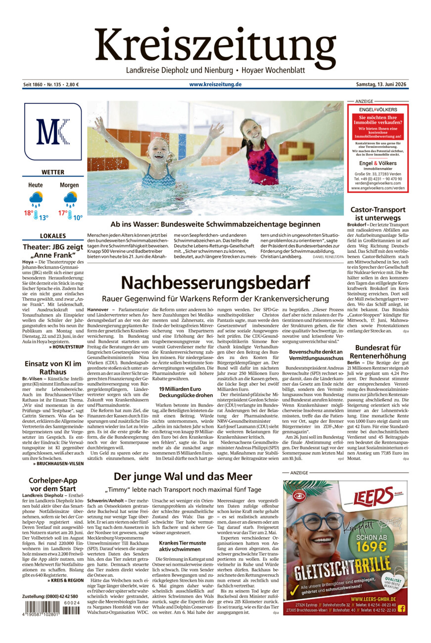 Kreiszeitung Bruchh.-Vilsen/Hoya vom Samstag, 13.06.2026