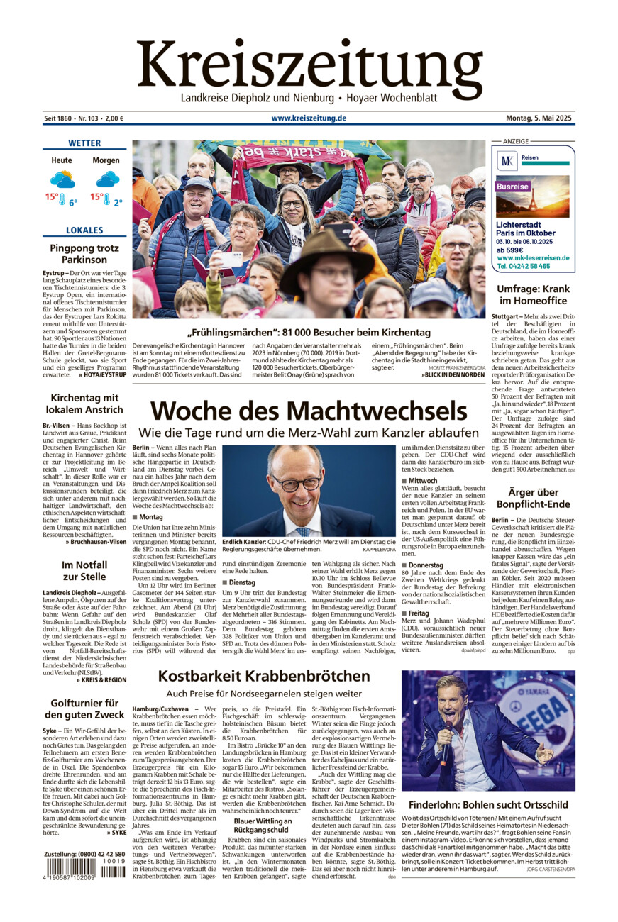 Kreiszeitung Bruchh.-Vilsen/Hoya vom Montag, 05.05.2025