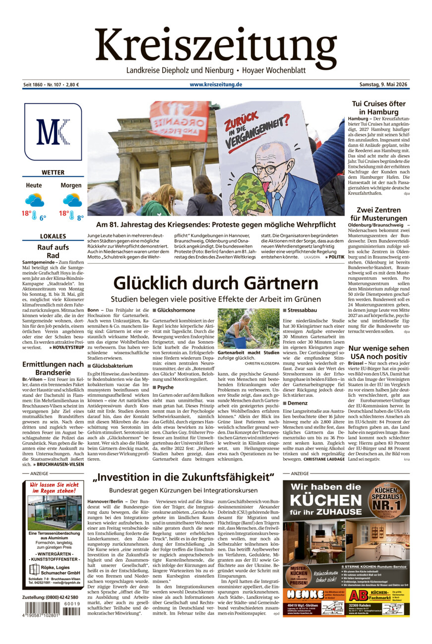 Kreiszeitung Bruchh.-Vilsen/Hoya vom Samstag, 09.05.2026