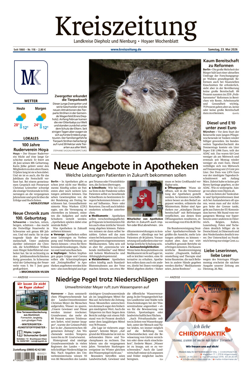 Kreiszeitung Bruchh.-Vilsen/Hoya vom Samstag, 23.05.2026