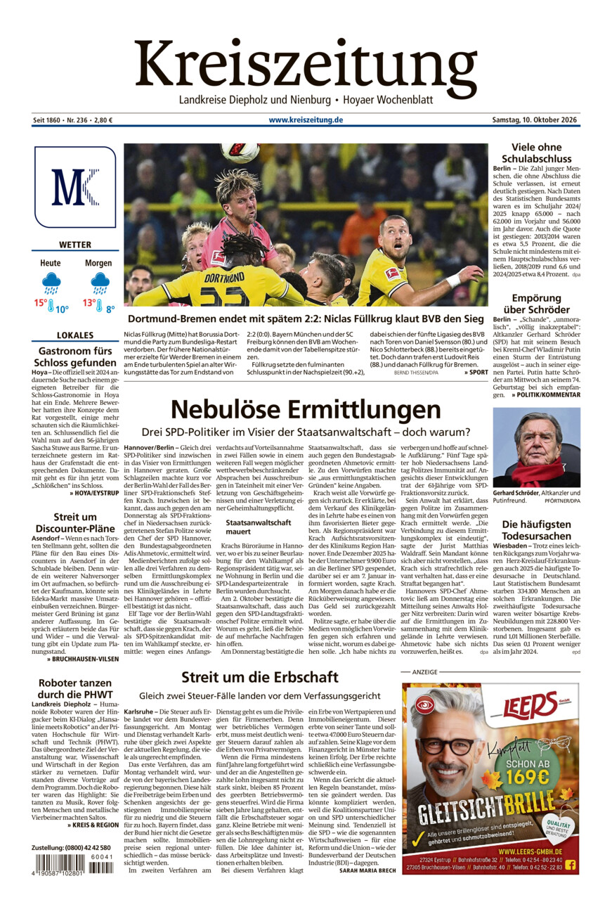 Kreiszeitung Bruchh.-Vilsen/Hoya vom Samstag, 10.10.2026