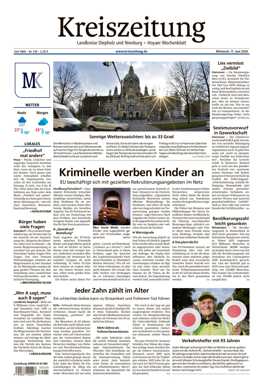 Kreiszeitung Bruchh.-Vilsen/Hoya vom Mittwoch, 17.06.2026
