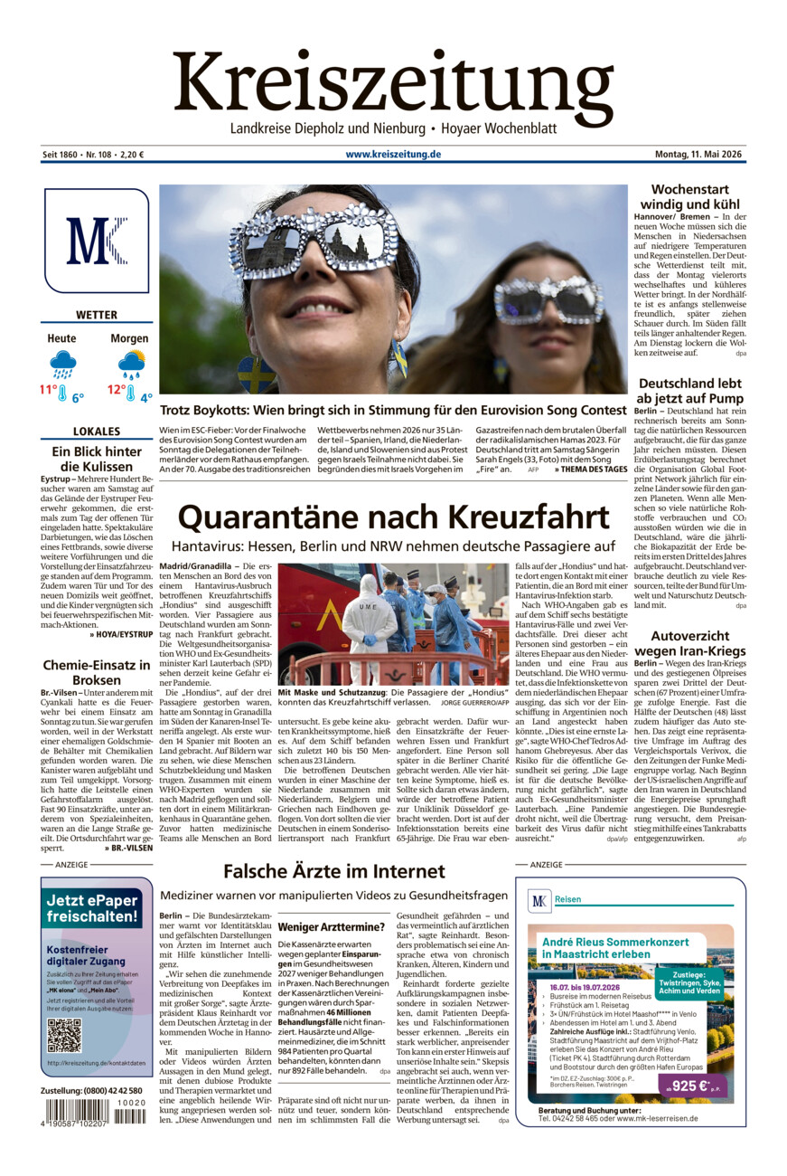 Kreiszeitung Bruchh.-Vilsen/Hoya vom Montag, 11.05.2026