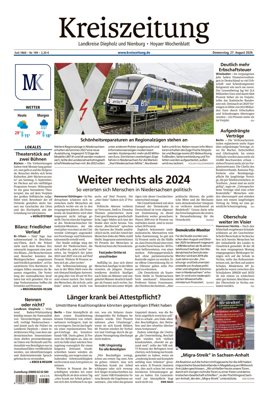 Kreiszeitung Bruchh.-Vilsen/Hoya vom Donnerstag, 27.08.2026