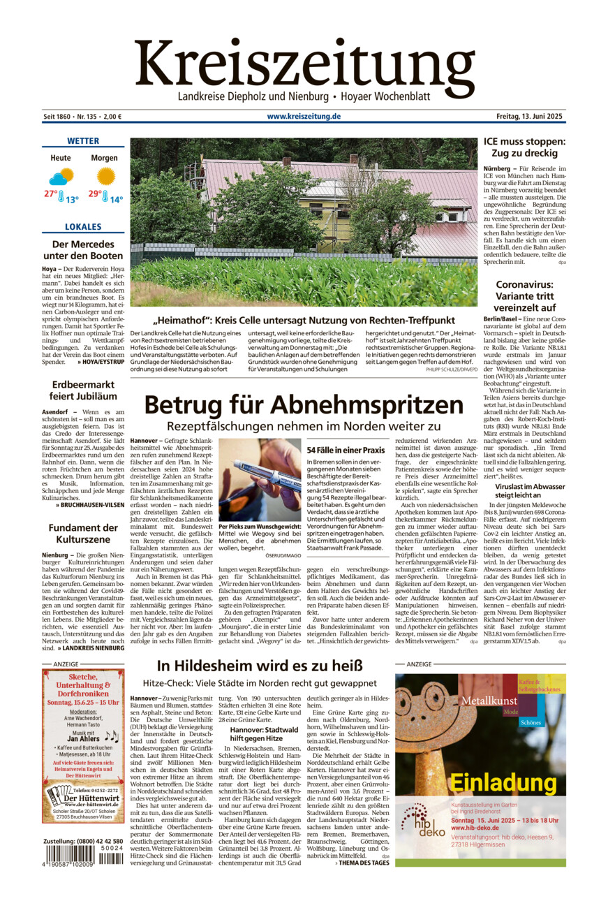 Kreiszeitung Bruchh.-Vilsen/Hoya vom Freitag, 13.06.2025