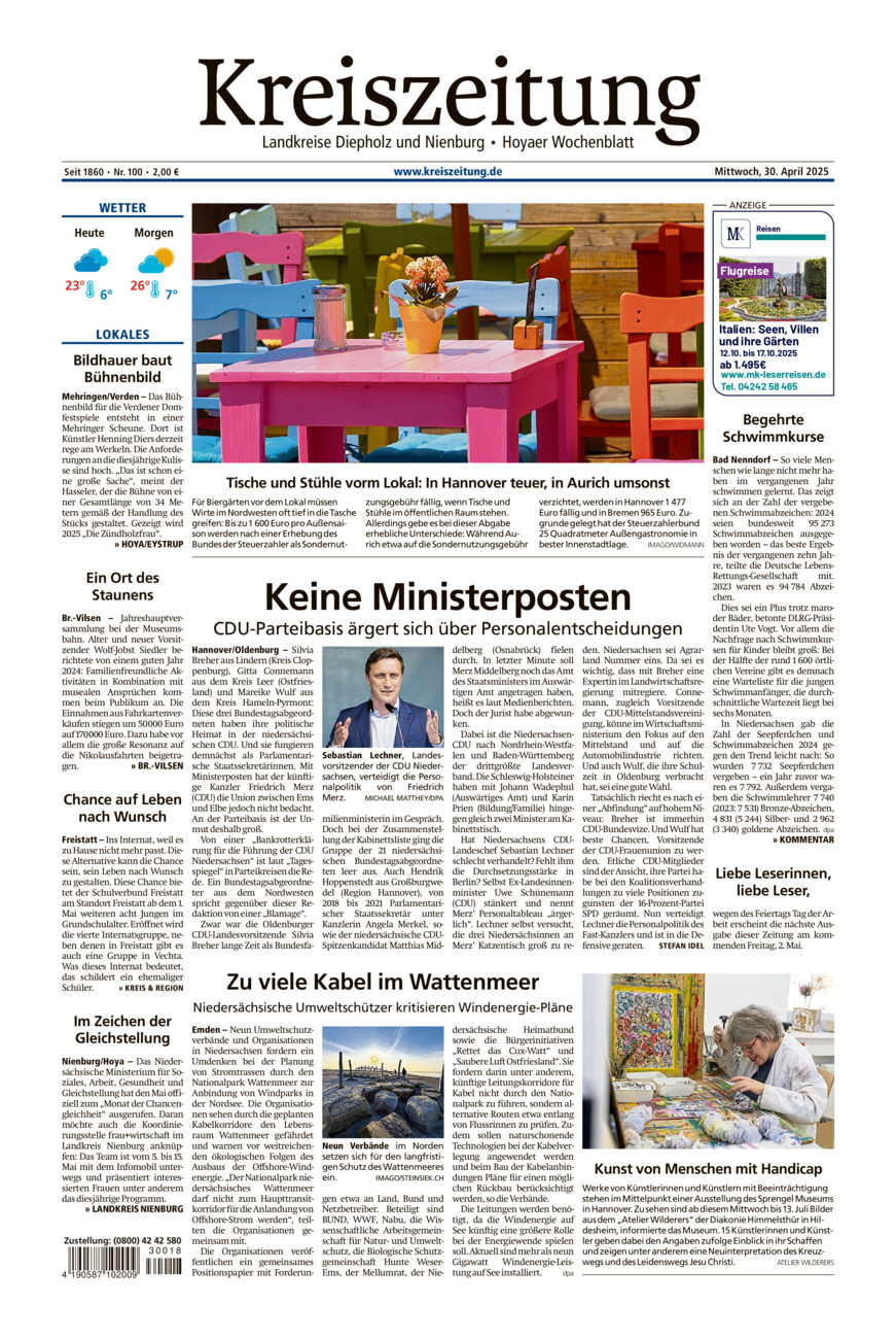 Kreiszeitung Bruchh.-Vilsen/Hoya vom Mittwoch, 30.04.2025