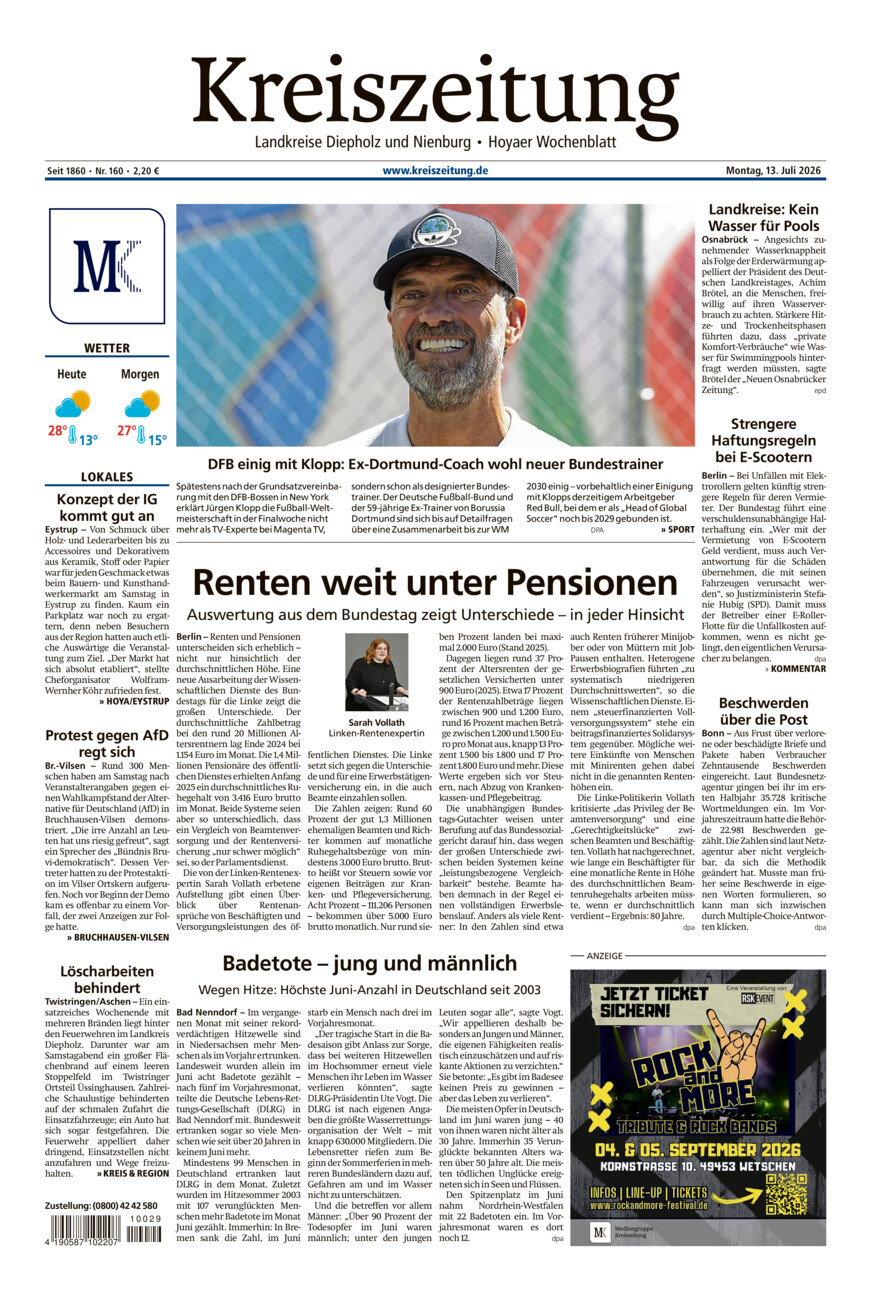 Kreiszeitung Bruchh.-Vilsen/Hoya vom Montag, 13.07.2026