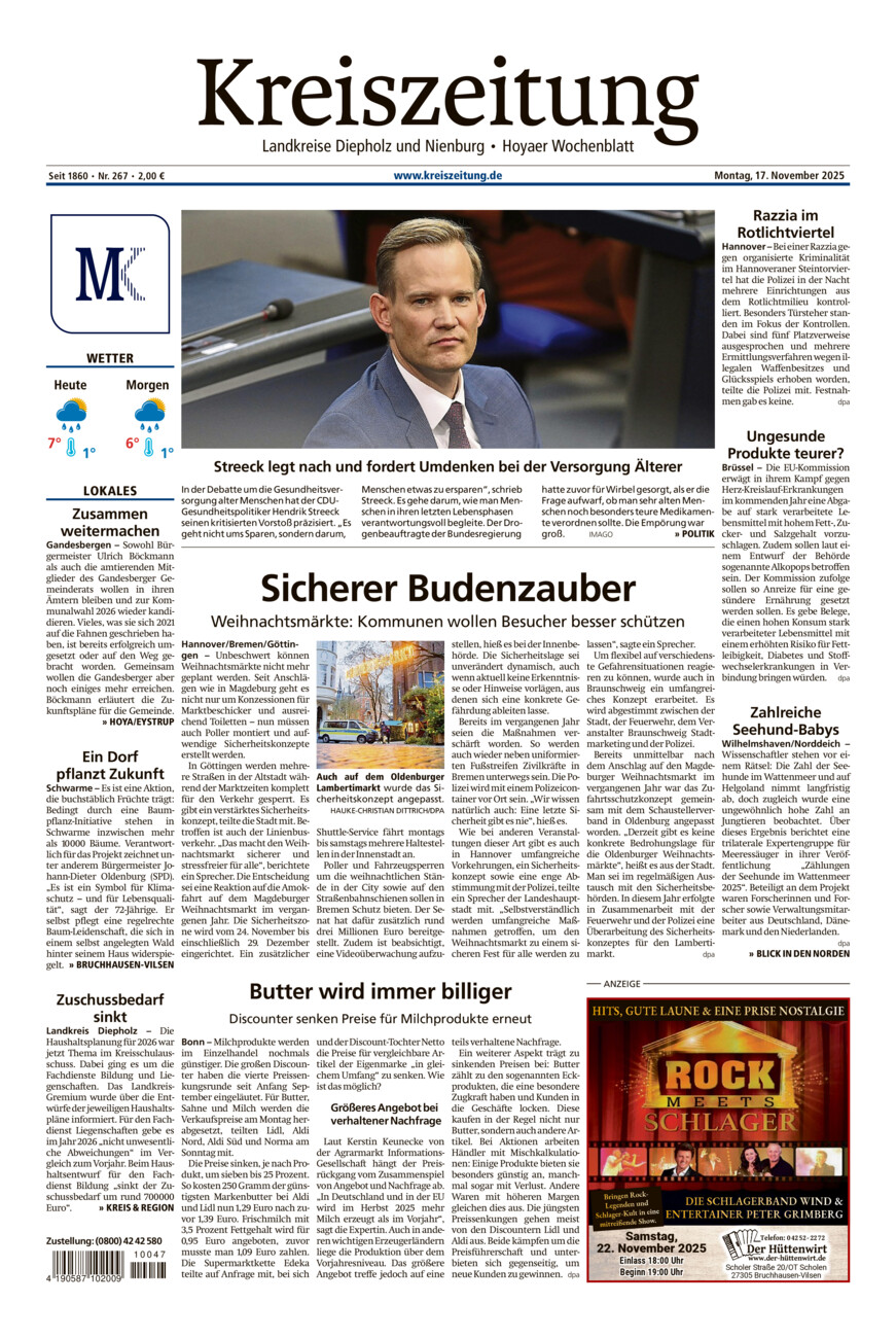Kreiszeitung Bruchh.-Vilsen/Hoya vom Montag, 17.11.2025