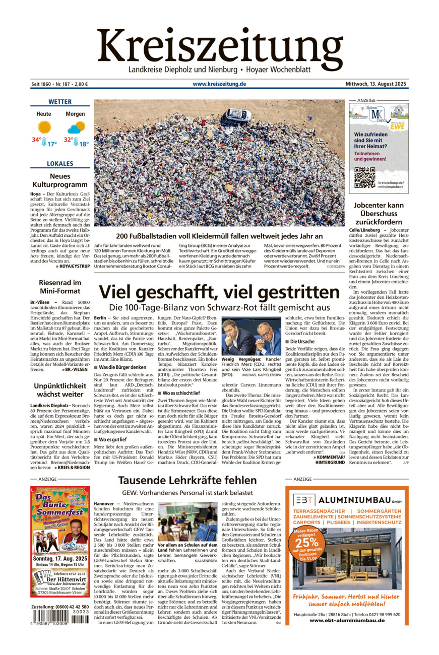 Kreiszeitung Bruchh.-Vilsen/Hoya vom Mittwoch, 13.08.2025
