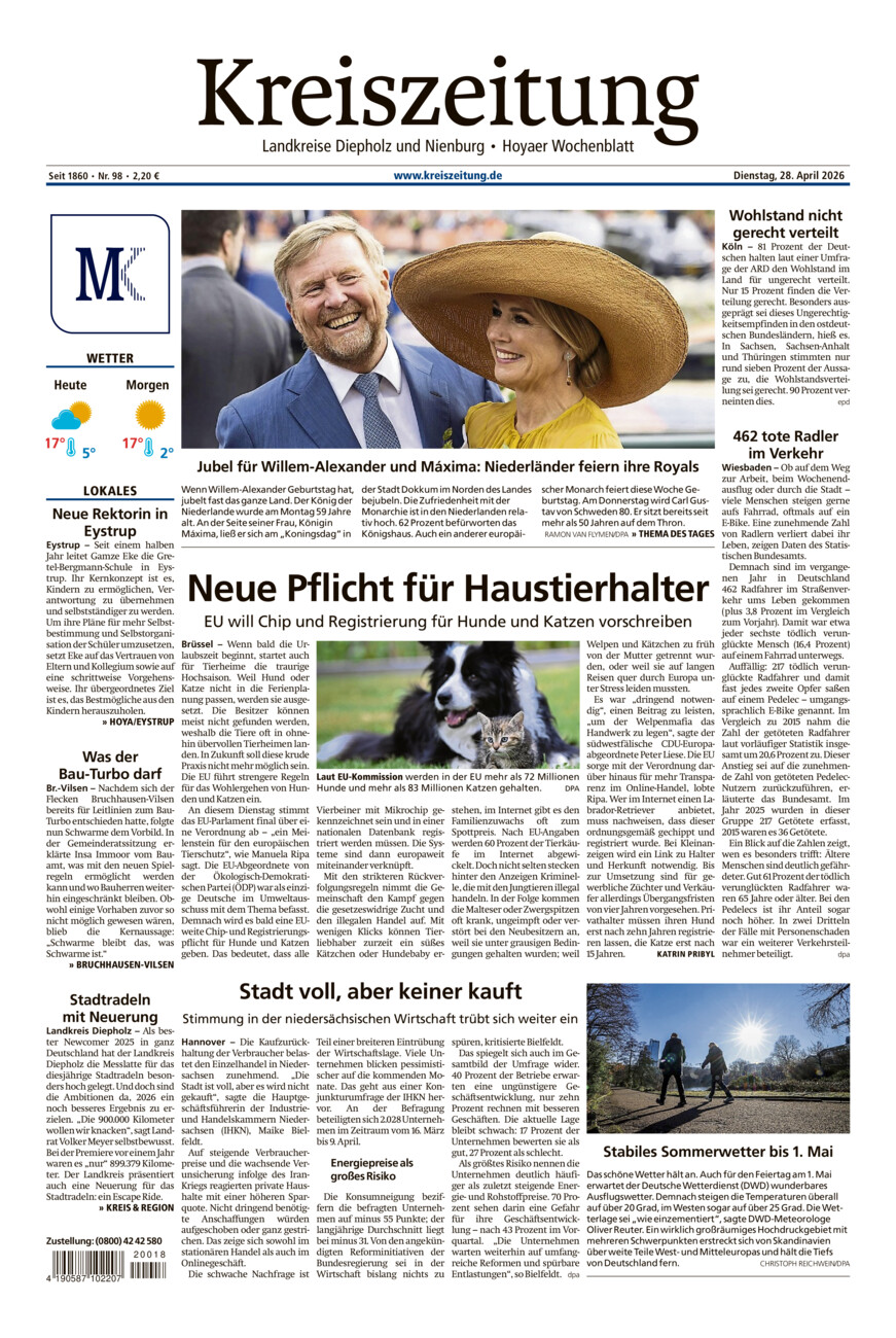 Kreiszeitung Bruchh.-Vilsen/Hoya vom Dienstag, 28.04.2026
