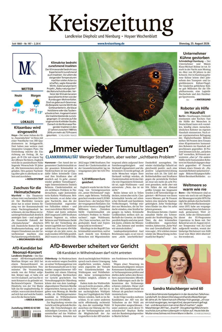 Kreiszeitung Bruchh.-Vilsen/Hoya vom Dienstag, 25.08.2026